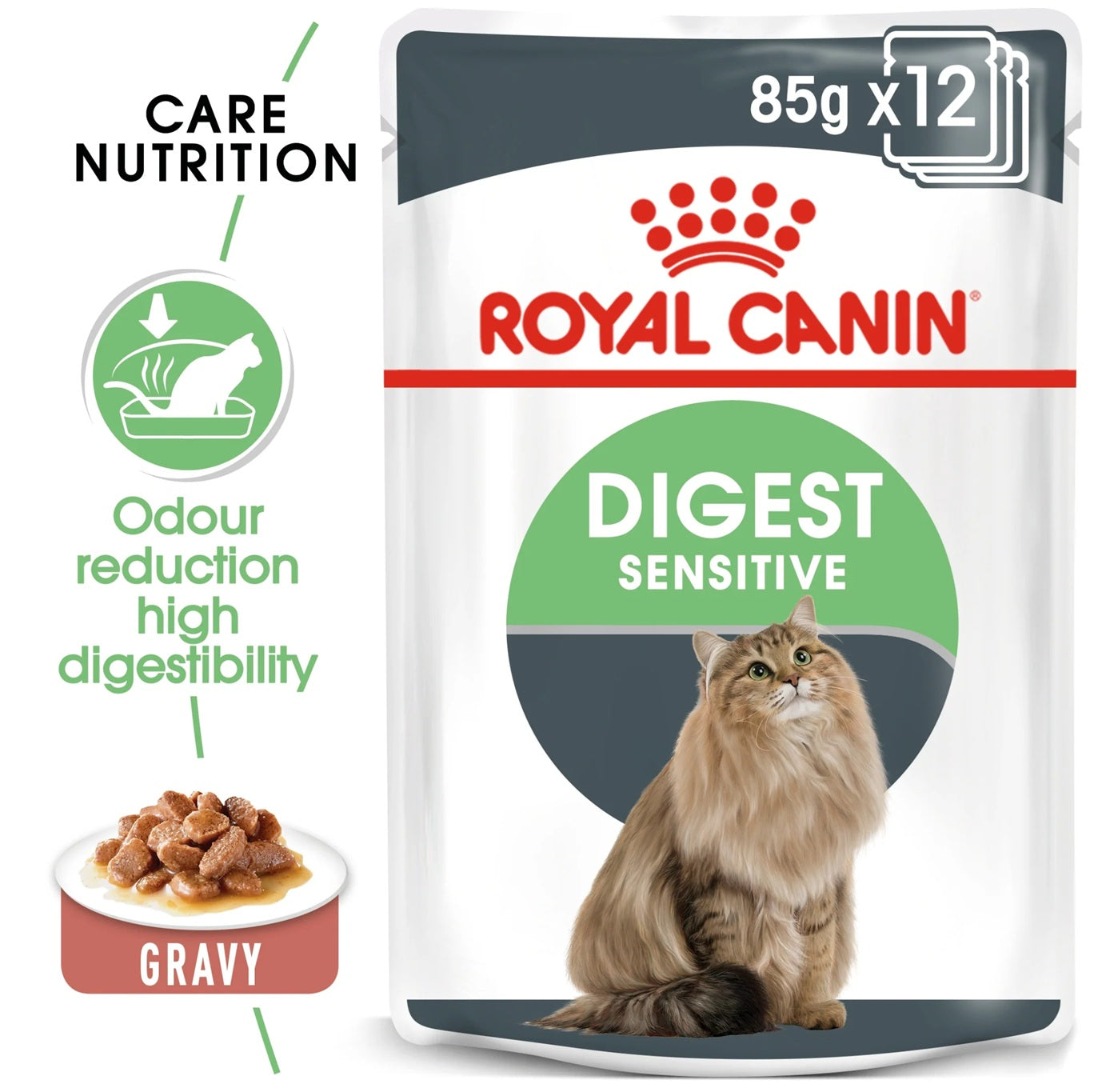 ROYAL CANIN Feline Care Nutrition Digest Sensitive Gravy (Wet Food - Pouches) 12 x 85 g