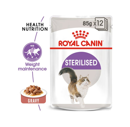 ROYAL CANIN Feline Health Nutrition Sterilised Gravy (Wet Food - Pouches) 12 x 85 g