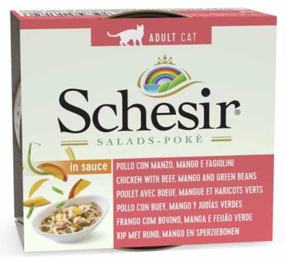 SCHESIR Cat Wet Food SALAD (Beef and Chicken with Mango and Green Beens) in sauce - 85grams