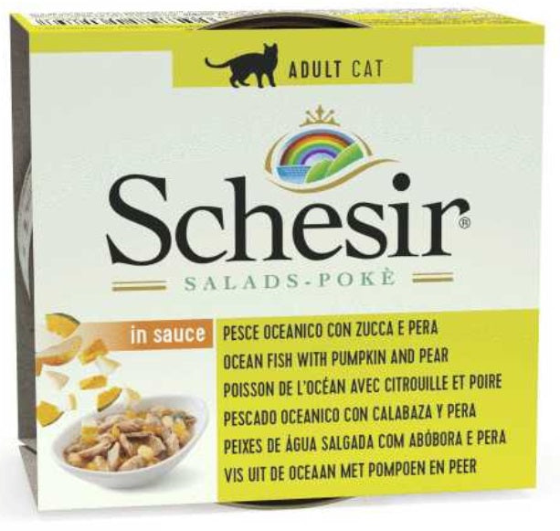 SCHESIR Cat Wet Food SALAD (Ocean Fish with Pumpkin and Pear) in sauce - 85grams