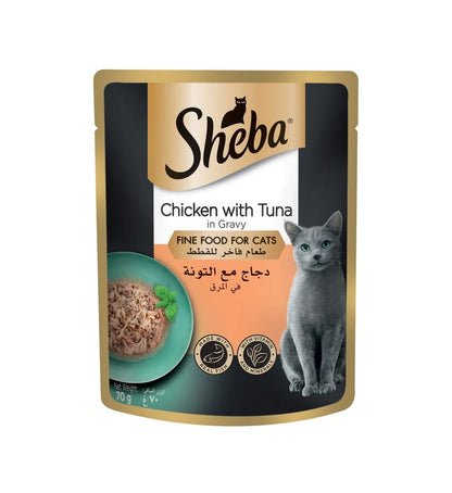 SHEBA Fine Wet Cat Food Pouch Chicken & Tuna in Gravy 70G x 12pcs