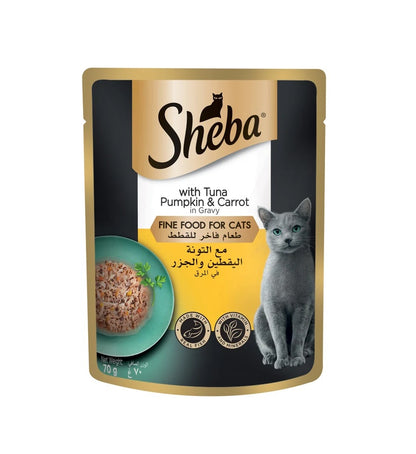SHEBA Fine Wet Cat Food Pouch Tuna with Pumpkin & Carrot in Gravy 70G x 12pcs