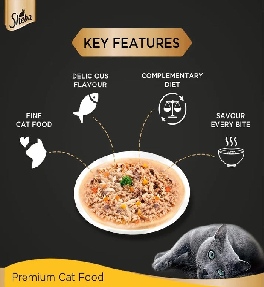 SHEBA Fine Wet Cat Food Pouch Tuna with Pumpkin & Carrot in Gravy 70G x 12pcs