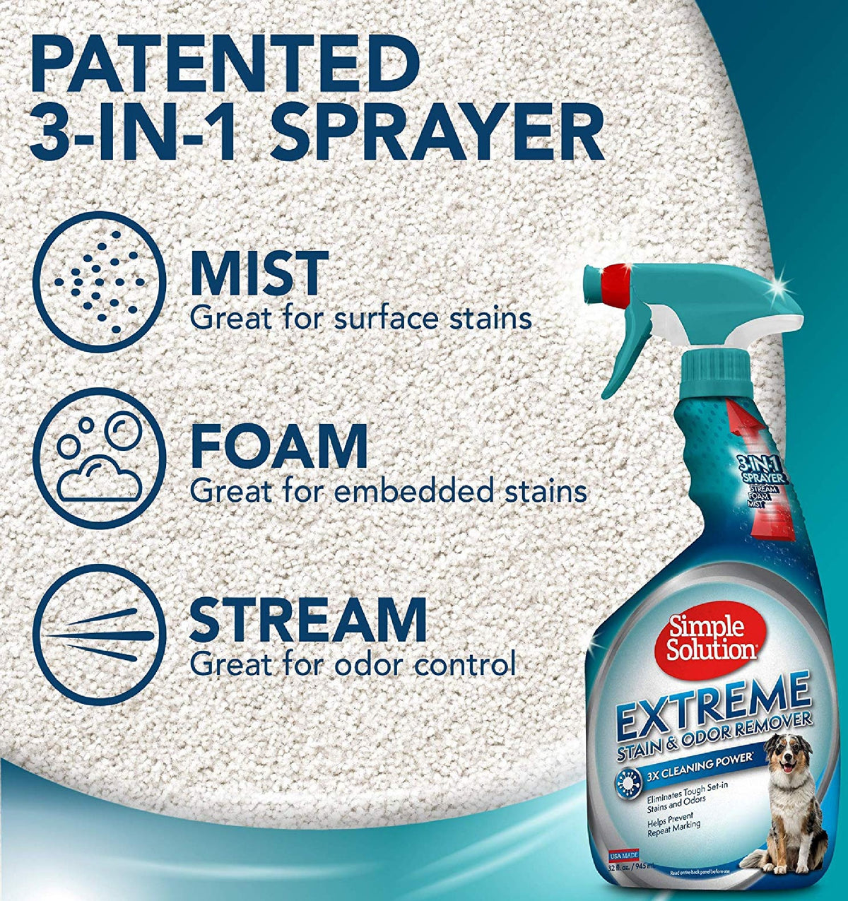 SIMPLE SOLUTION Extreme Pet Stain and Odor Remover - 945mL