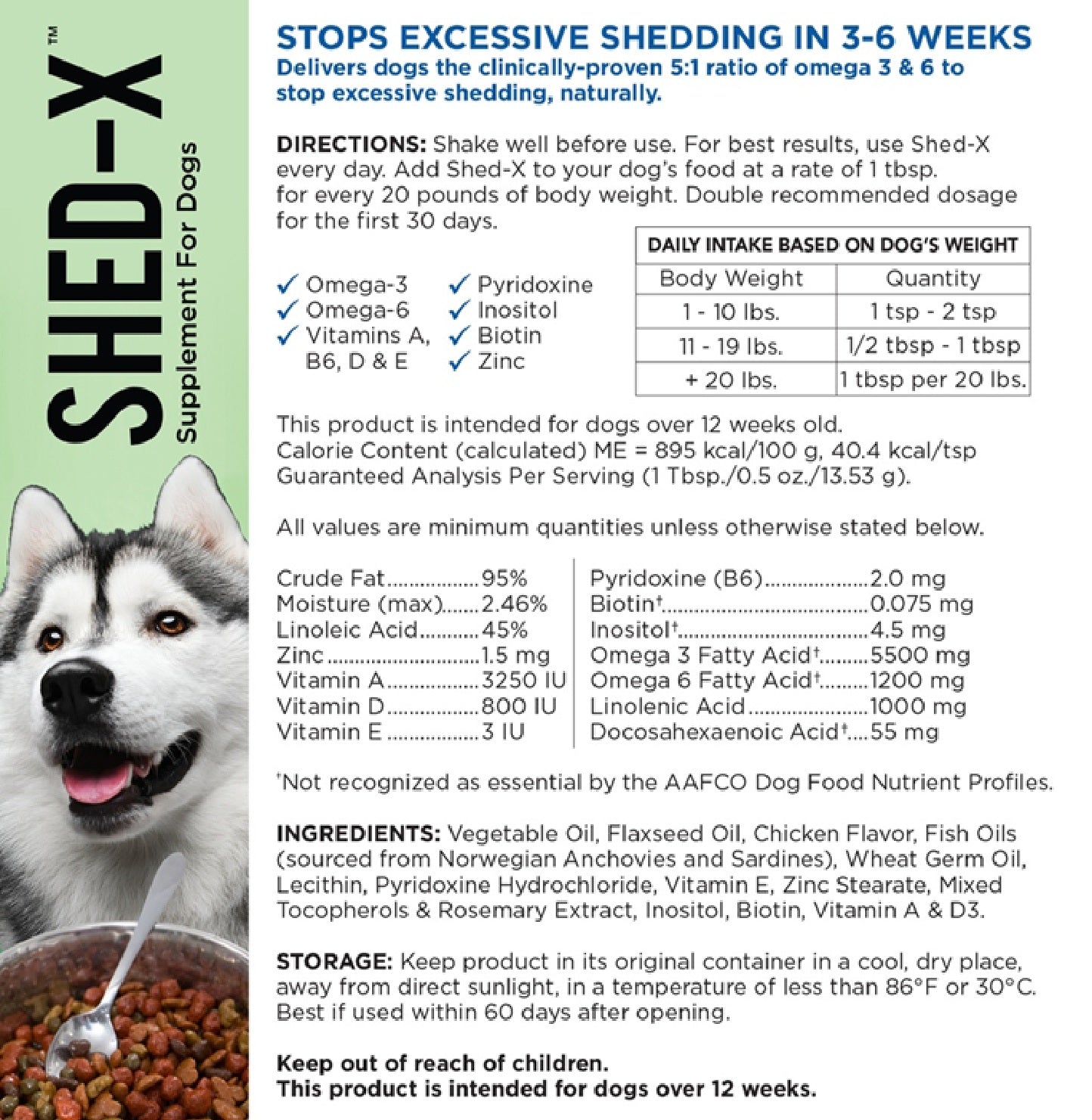 SYNERGY LABS Shed-X Supplement for Dogs 8 oz - 237ml