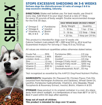 SYNERGY LABS Shed-X Supplement for Dogs 8 oz - 237ml