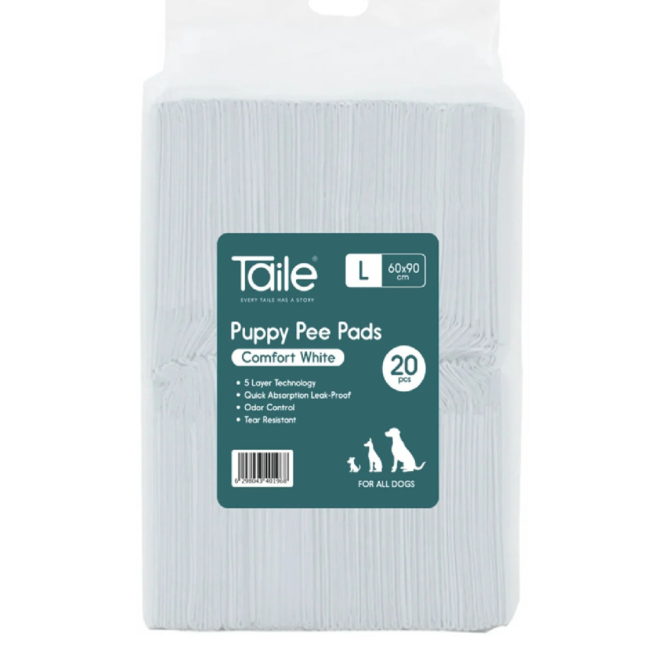 TAILE Puppy Pee Pads Comfort White, 20/pk, 60 x 90 cm