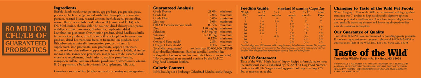 TASTE of the WILD High Prairie Puppy Recipe