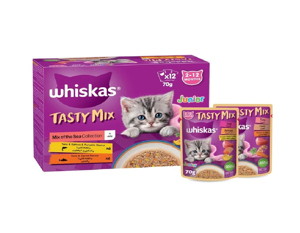 WHISKAS Kitten Mix of the Sea Collection in Jelly Wet Cat Food - 12X70G