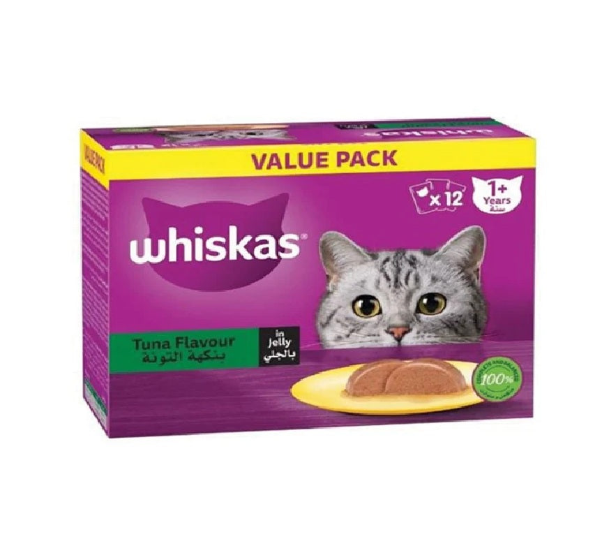 WHISKAS Tuna Flavour Wet Cat Food 10+2 FREE 12X80g