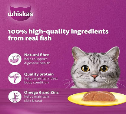 WHISKAS Fishy Selection in Jelly Wet Cat Food 10+2 Multipack - 12X80G