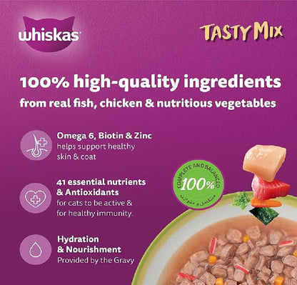 WHISKAS Tasty Mix Land & Sea Collection Wet Cat Food - 12X70G