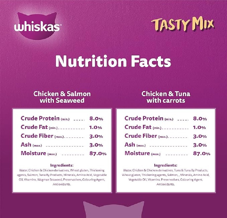 WHISKAS Tasty Mix Land & Sea Collection Wet Cat Food - 12X70G
